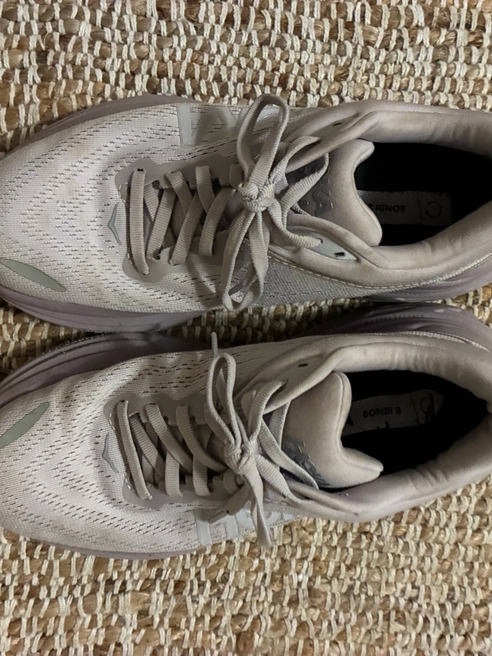 Hoka Women's Light Taupe/Lilac Platform Running Shoes - Picture 6 of 6